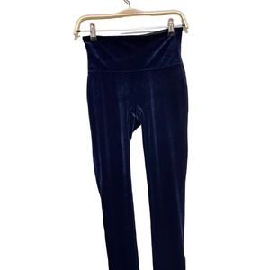 spanx velvet leggings size M navy blue velour pants high waist